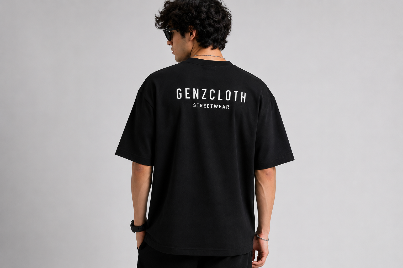 Men's Black Oversized Graphic Tee - Genzcloth Edition⁠
