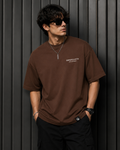 Men's Solid Chocolate Brown Oversized Tee⁠